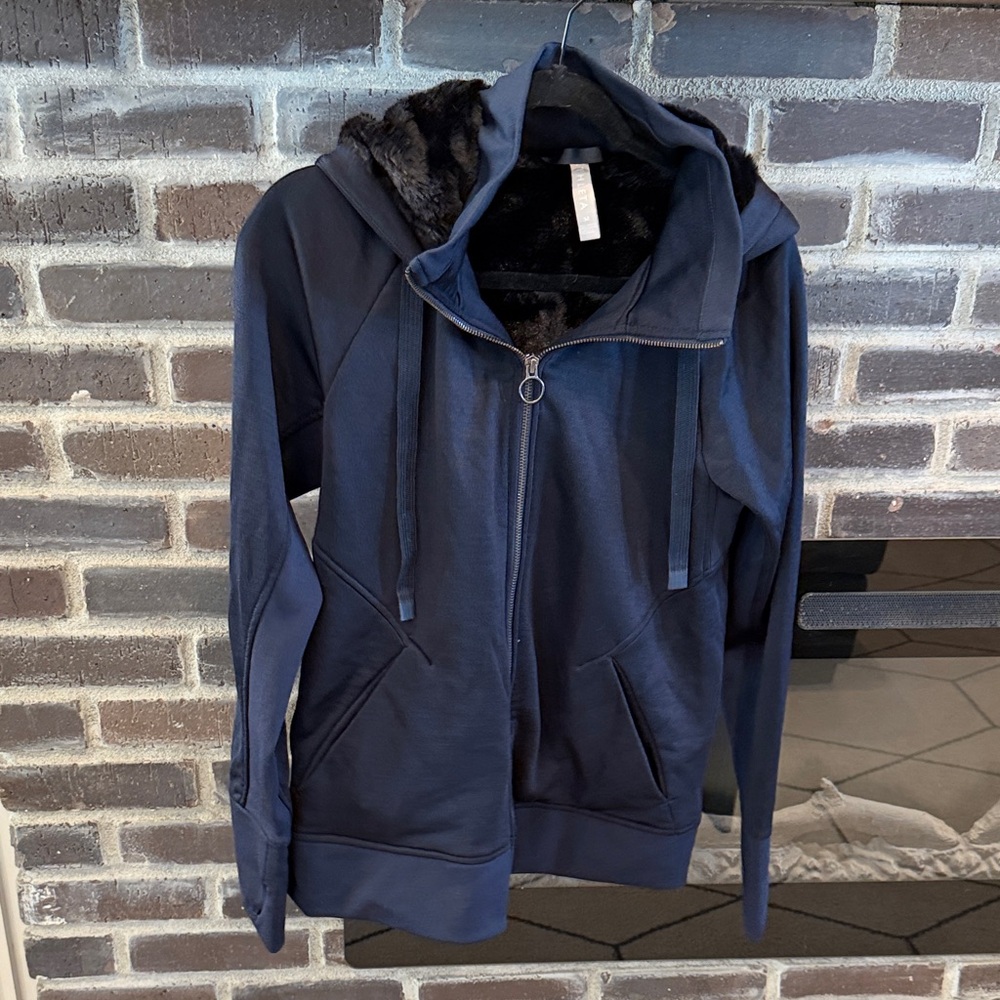 Athleta Dark Blue Fleece-Lined Jacket